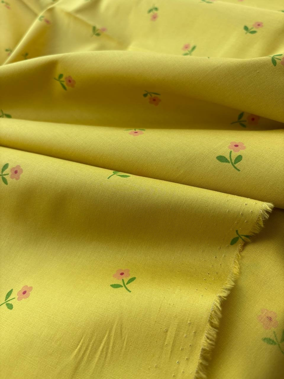 Cotone Percalle Liberty Fiorellino Giallo