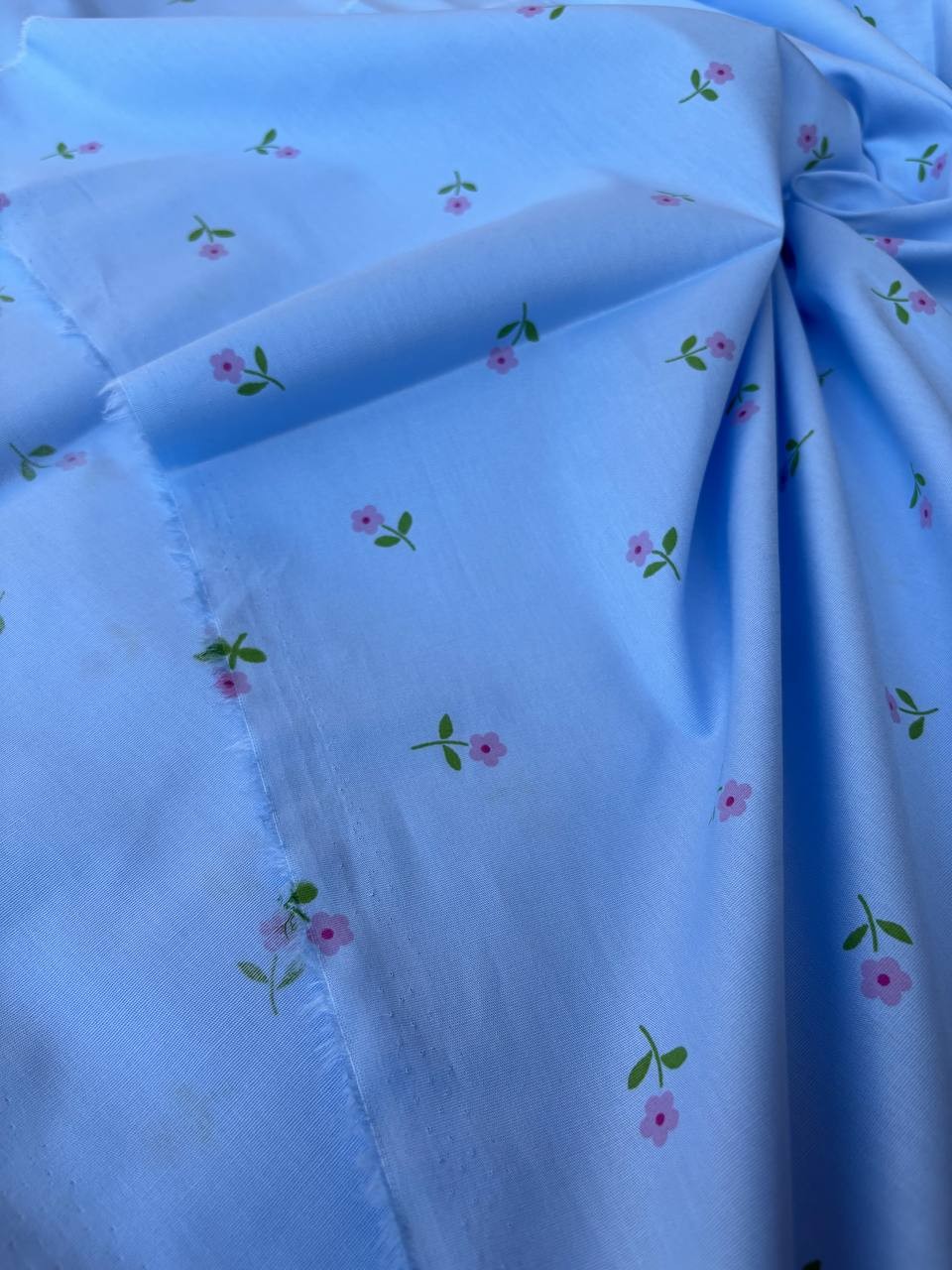 Cotone Percalle Liberty Fiorellino Celeste