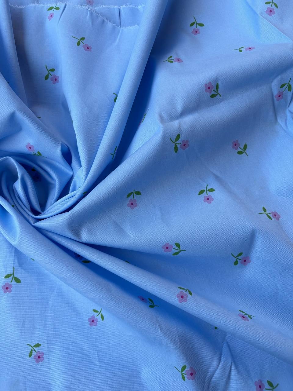 Cotone Percalle Liberty Fiorellino Celeste