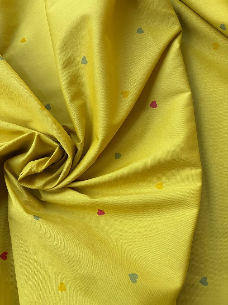 Cotone Percalle Liberty Cuore Giallo