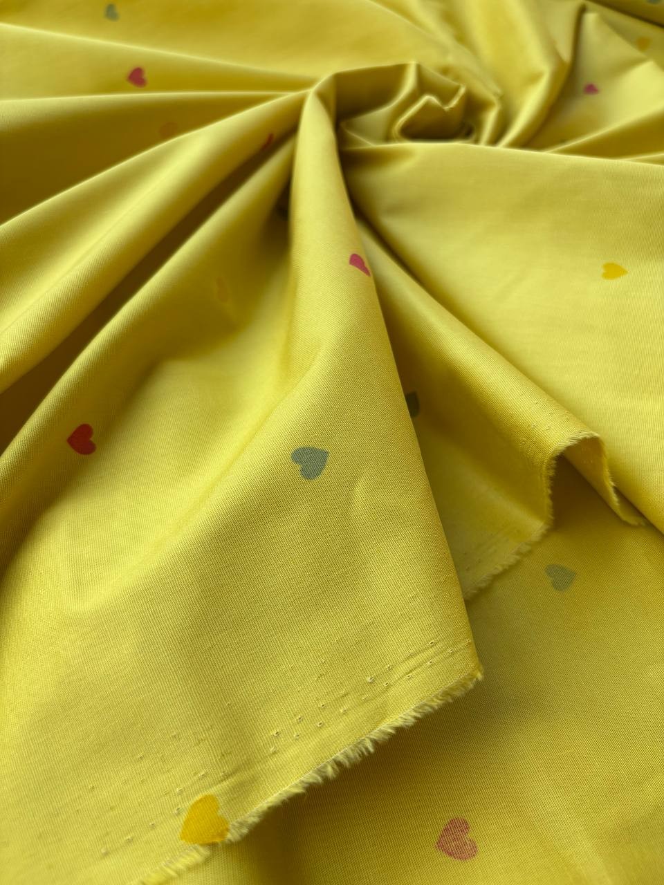 Cotone Percalle Liberty Cuore Giallo