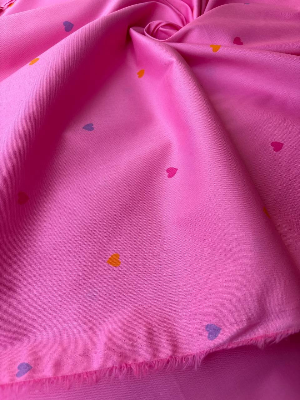 Cotone Percalle Liberty Cuore Fucsia
