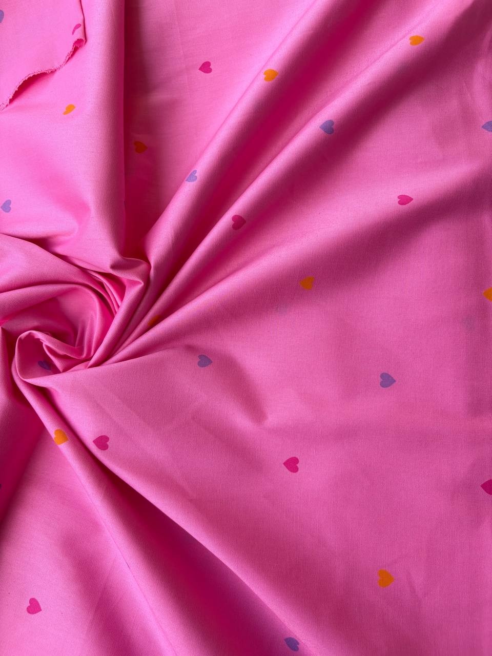 Cotone Percalle Liberty Cuore Fucsia
