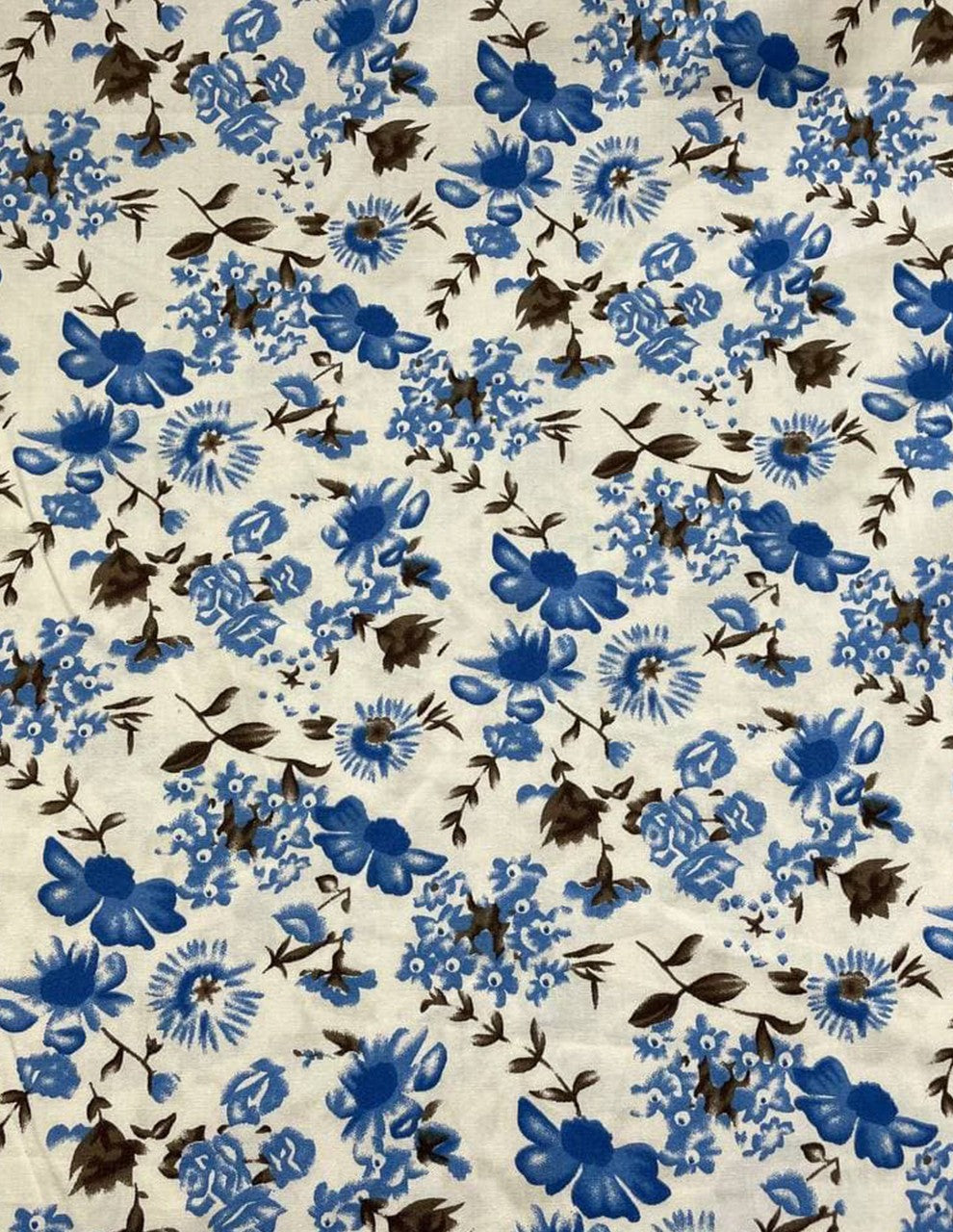 Tessuto Cotone Floreale Celeste 150h