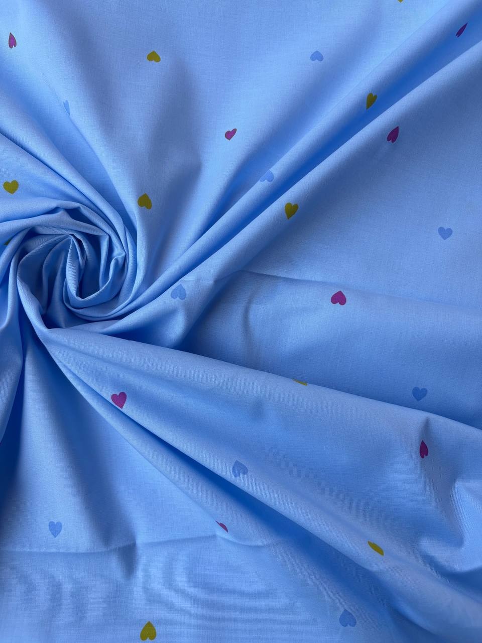 Cotone Percalle Liberty Cuore Celeste