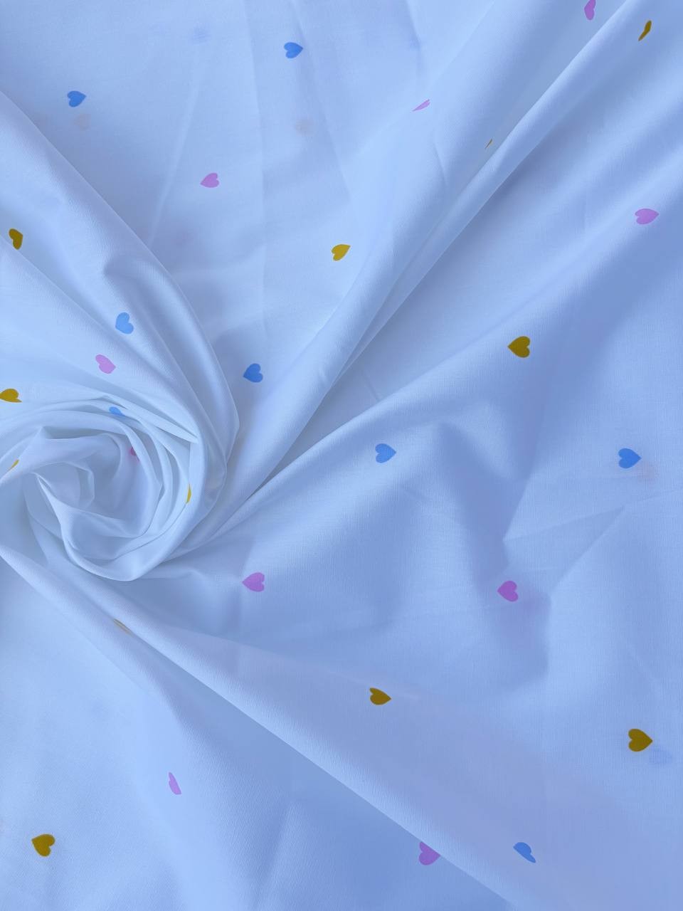 Cotone Percalle Liberty Cuore Bianco