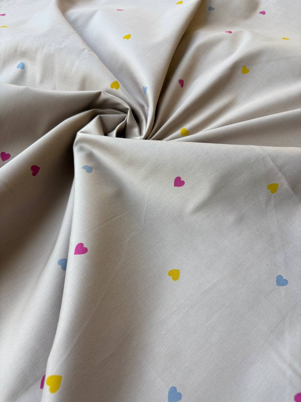 Cotone Percalle Liberty Cuore Tortora