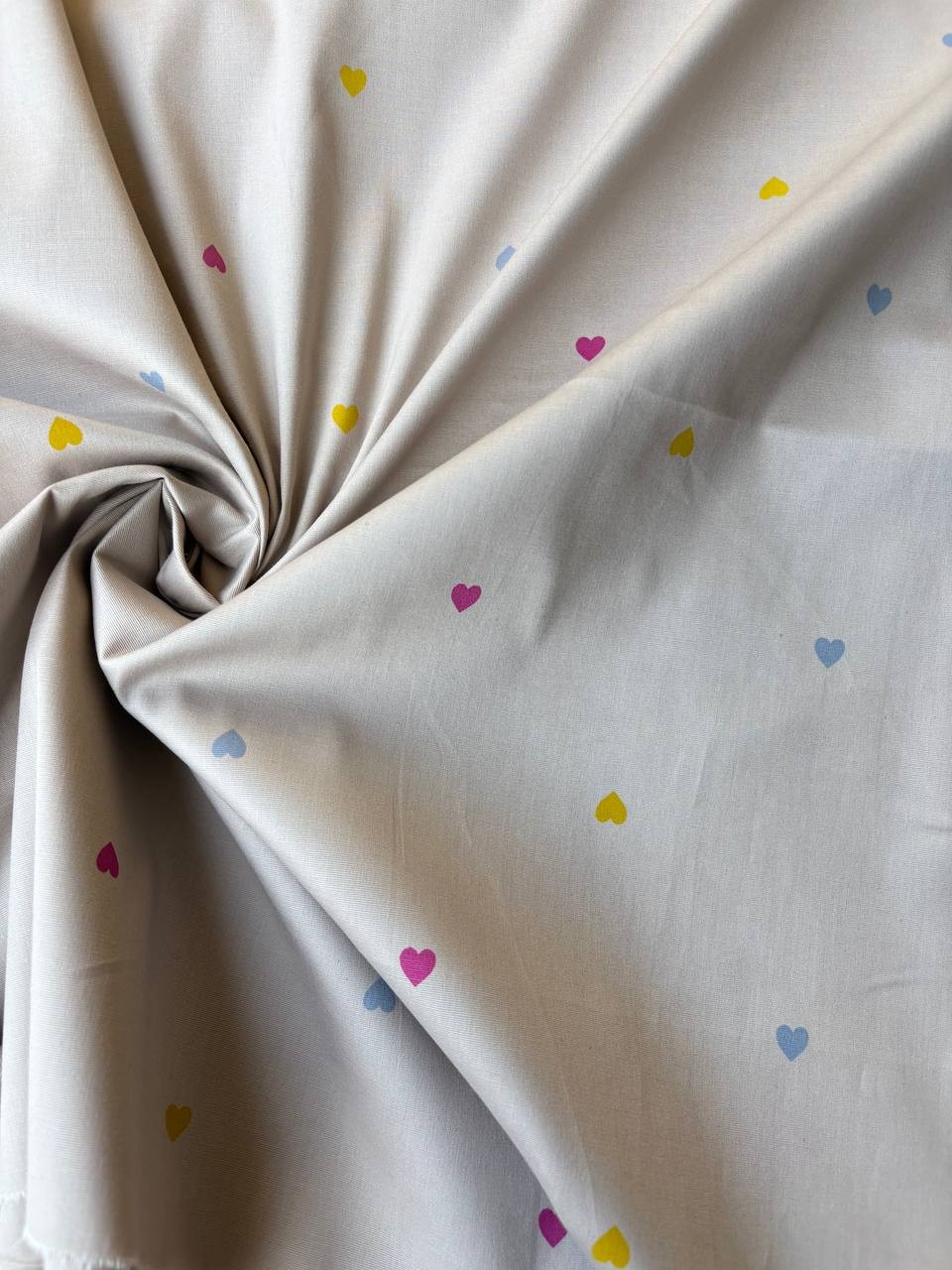 Cotone Percalle Liberty Cuore Tortora