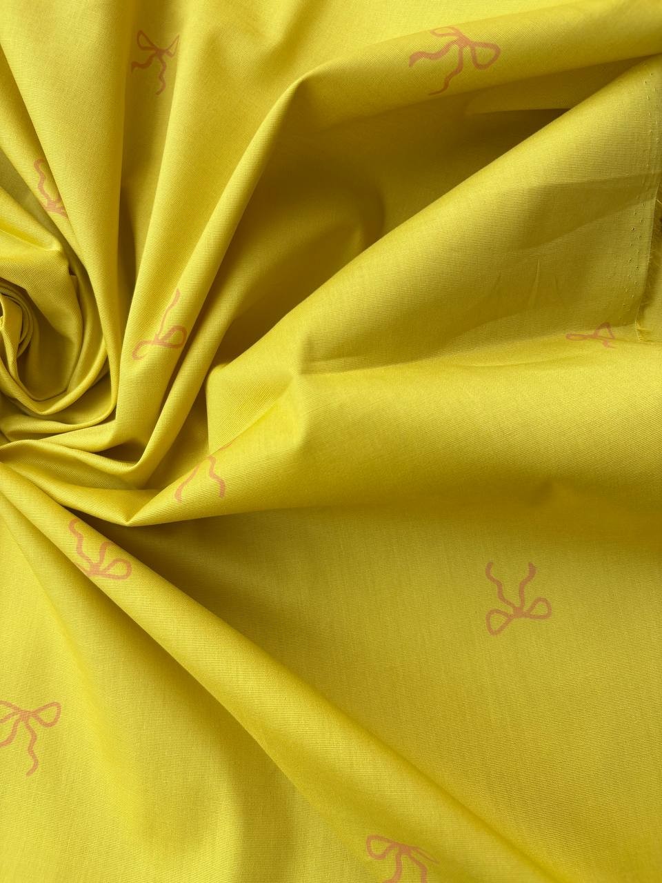 Cotone Percalle Liberty Fiocchetto Giallo