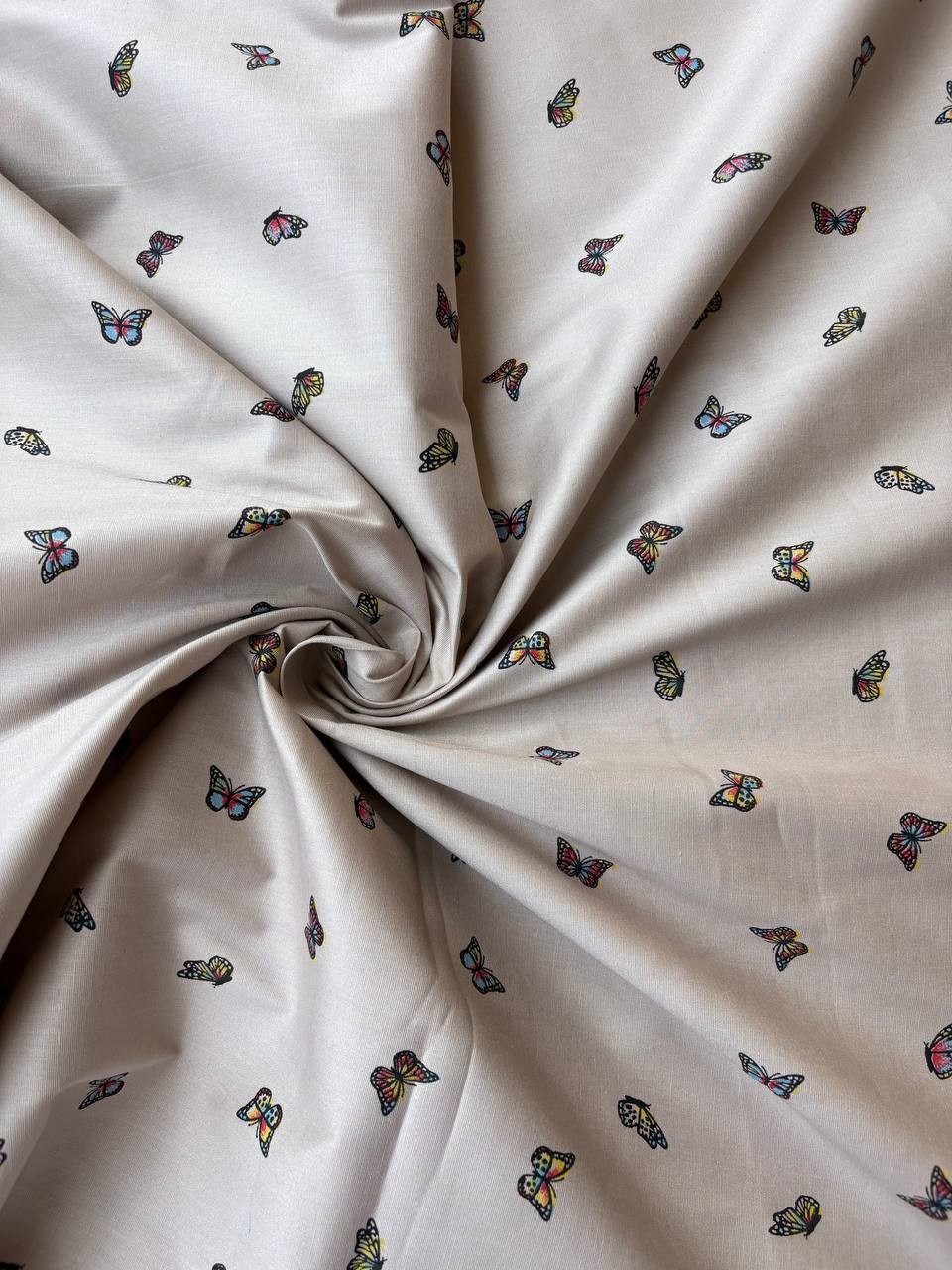 Cotone Percalle Liberty Farfallina Tortora