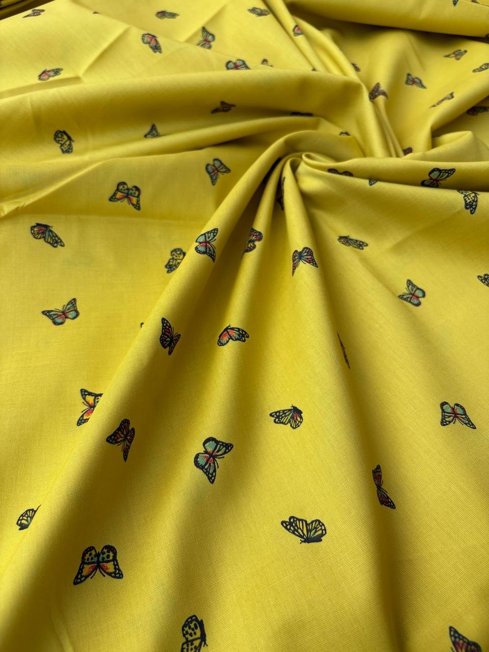 Cotone Percalle Liberty Farfallina Giallo