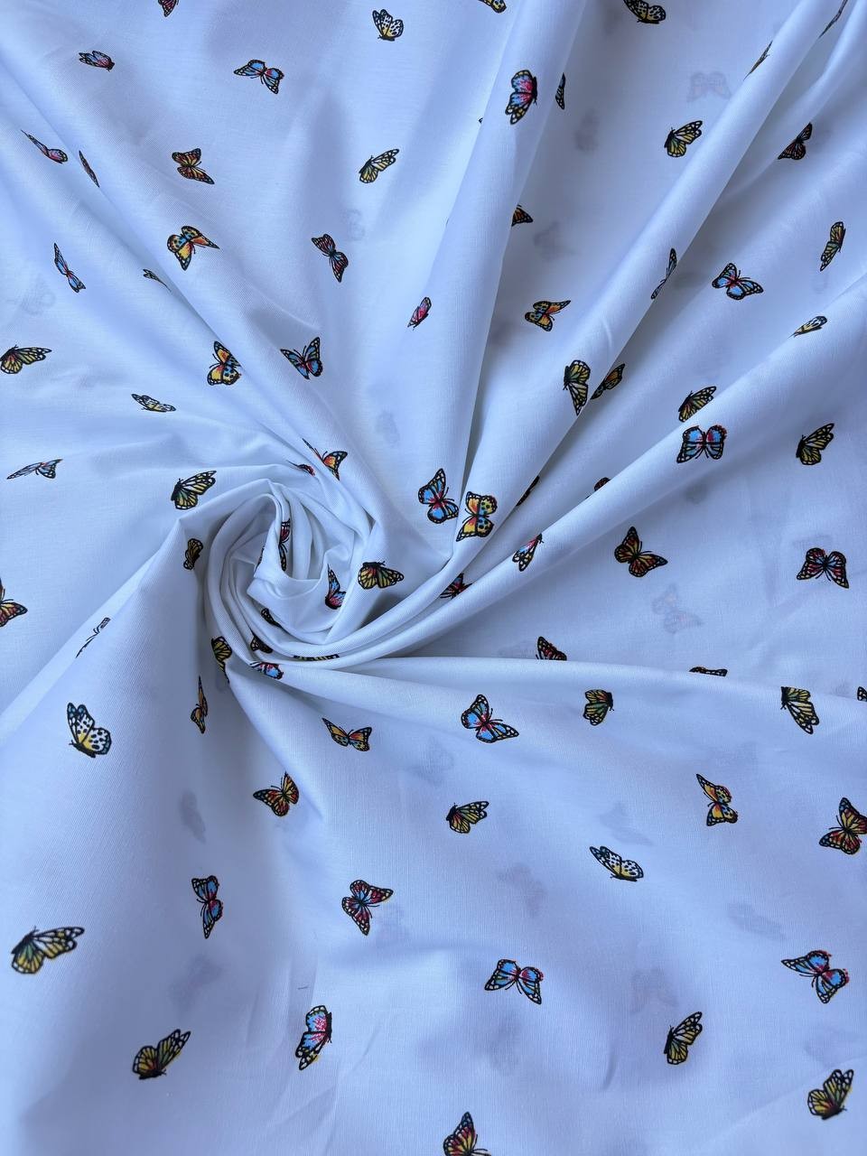Cotone Percalle Liberty Farfallina Bianco