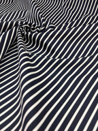 Cotone Popeline Nero Bianco Riga Bacchettina - WorldTessuti