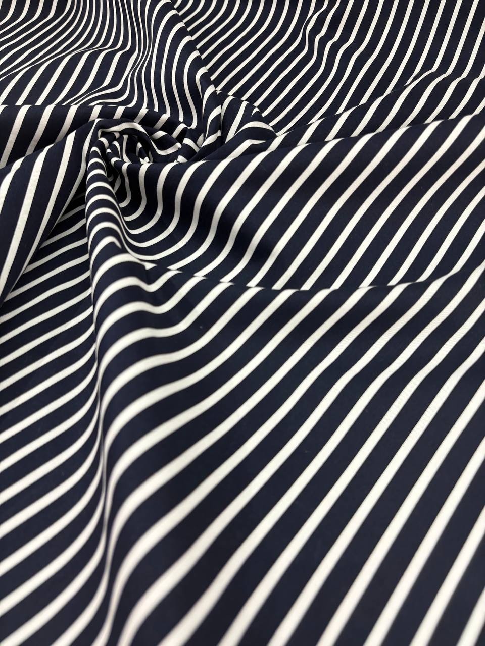 Cotone Popeline Nero Bianco Riga Bacchettina
