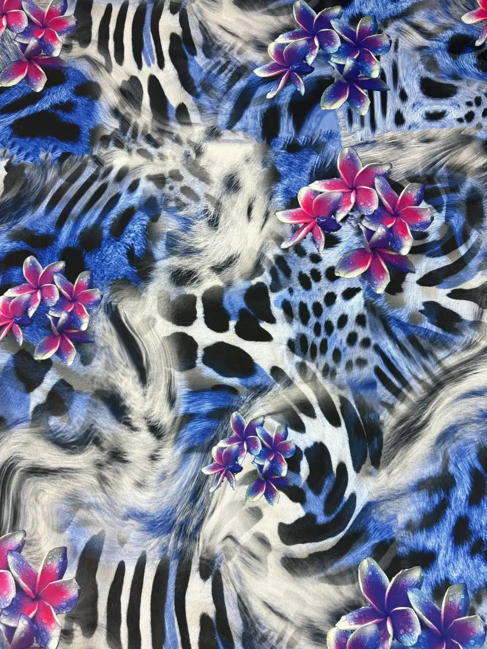 Lycra Animalier Leopardato Floreale - WorldTessuti