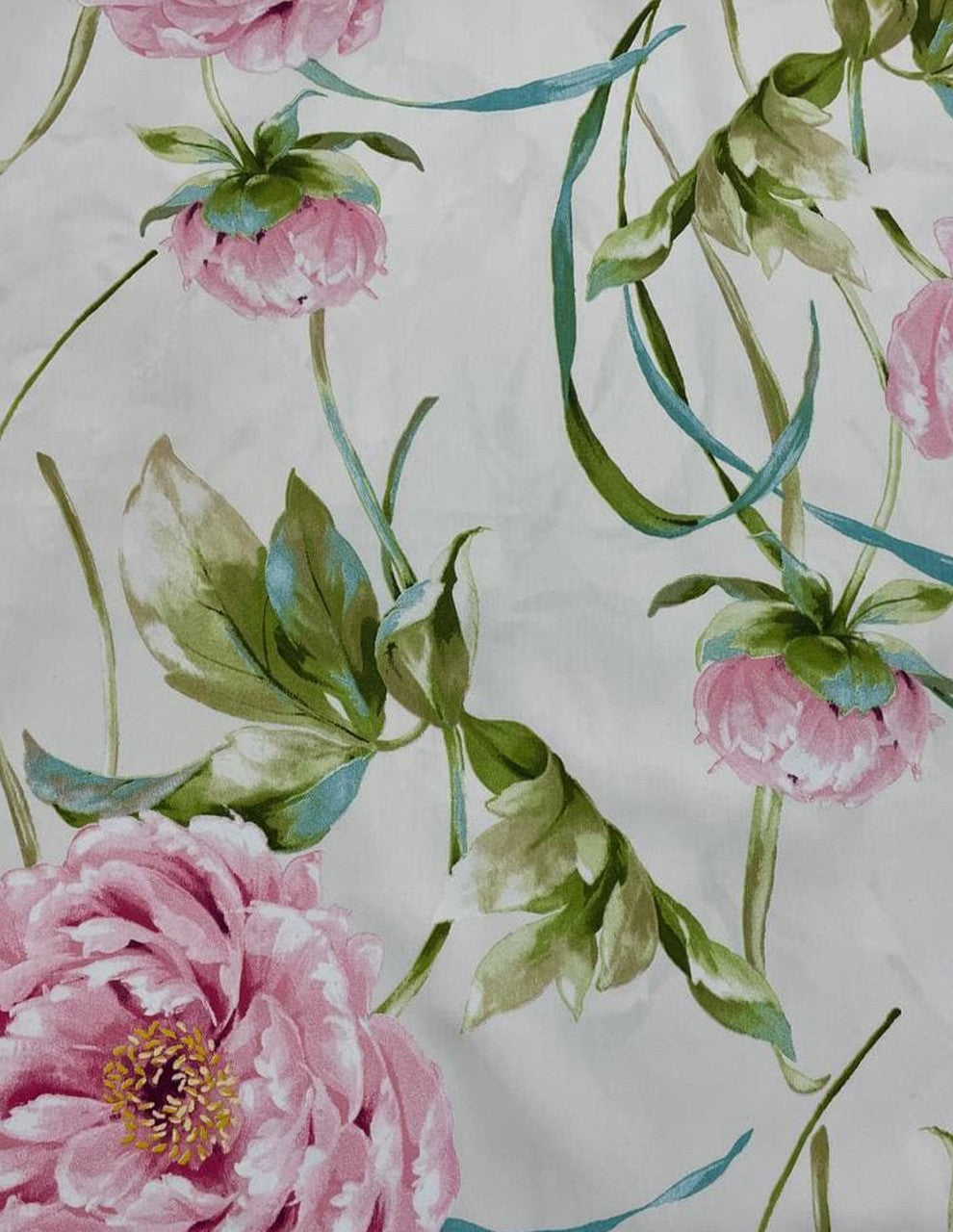 Tessuto Rasatello Cotone Floreale Rosa 280H SOTTOPREZZO
