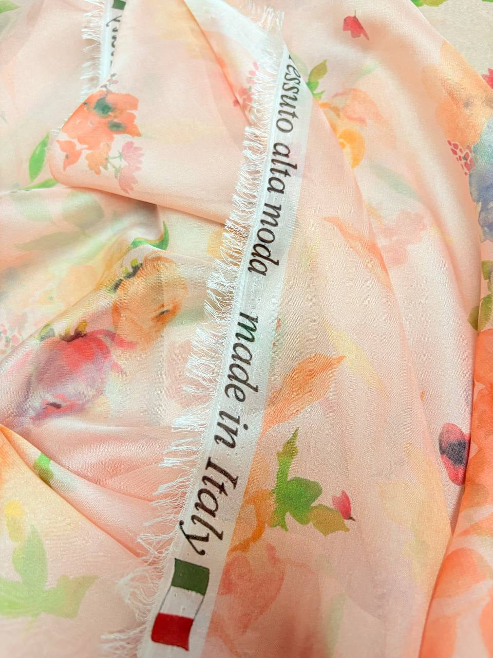 Chiffon Seta Floreale Rosato