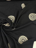 Cotone Ricamato Nero Tradizionale - WorldTessuti