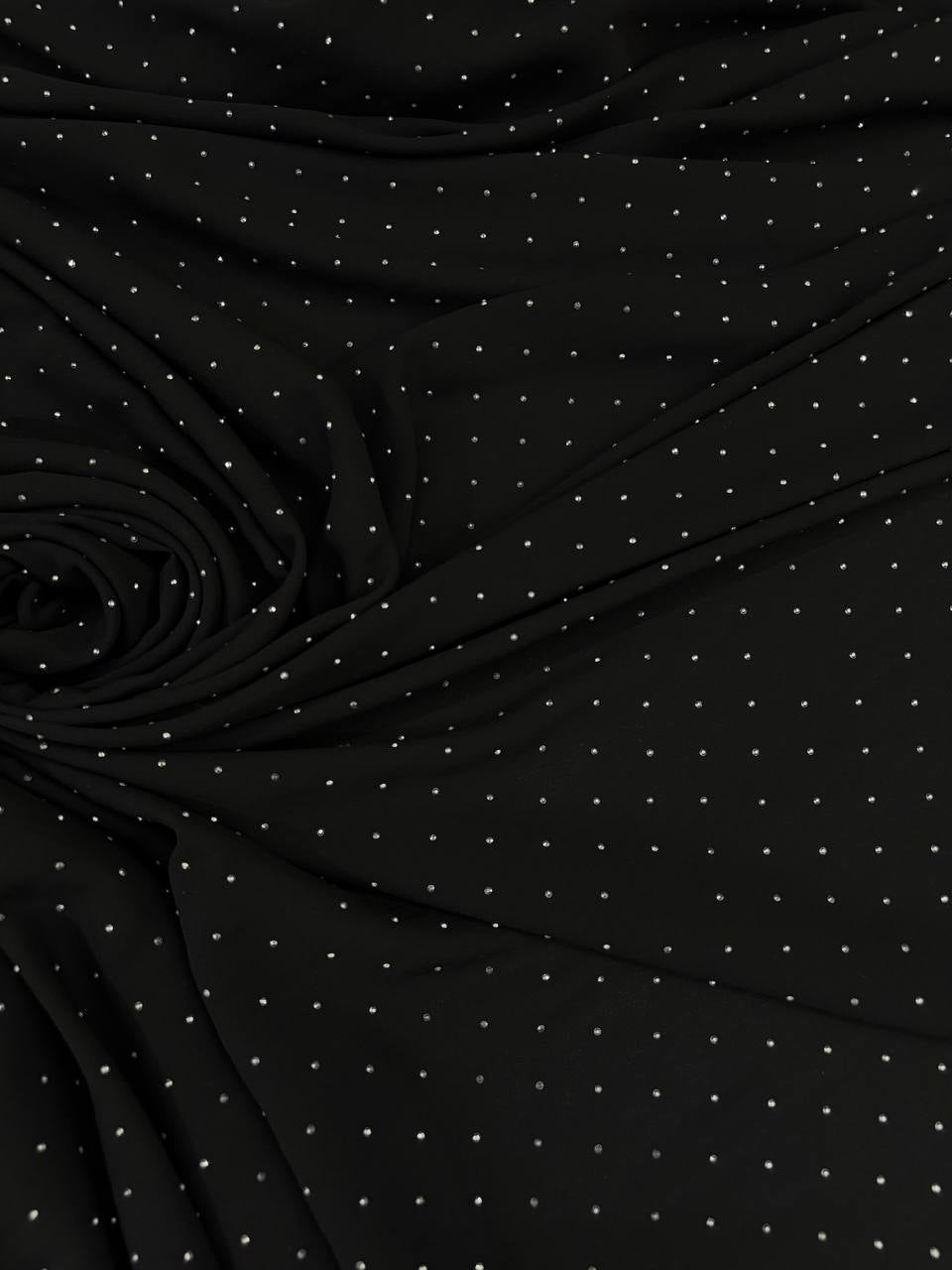 Triplo Georgette Nero Punto Luce Glitter