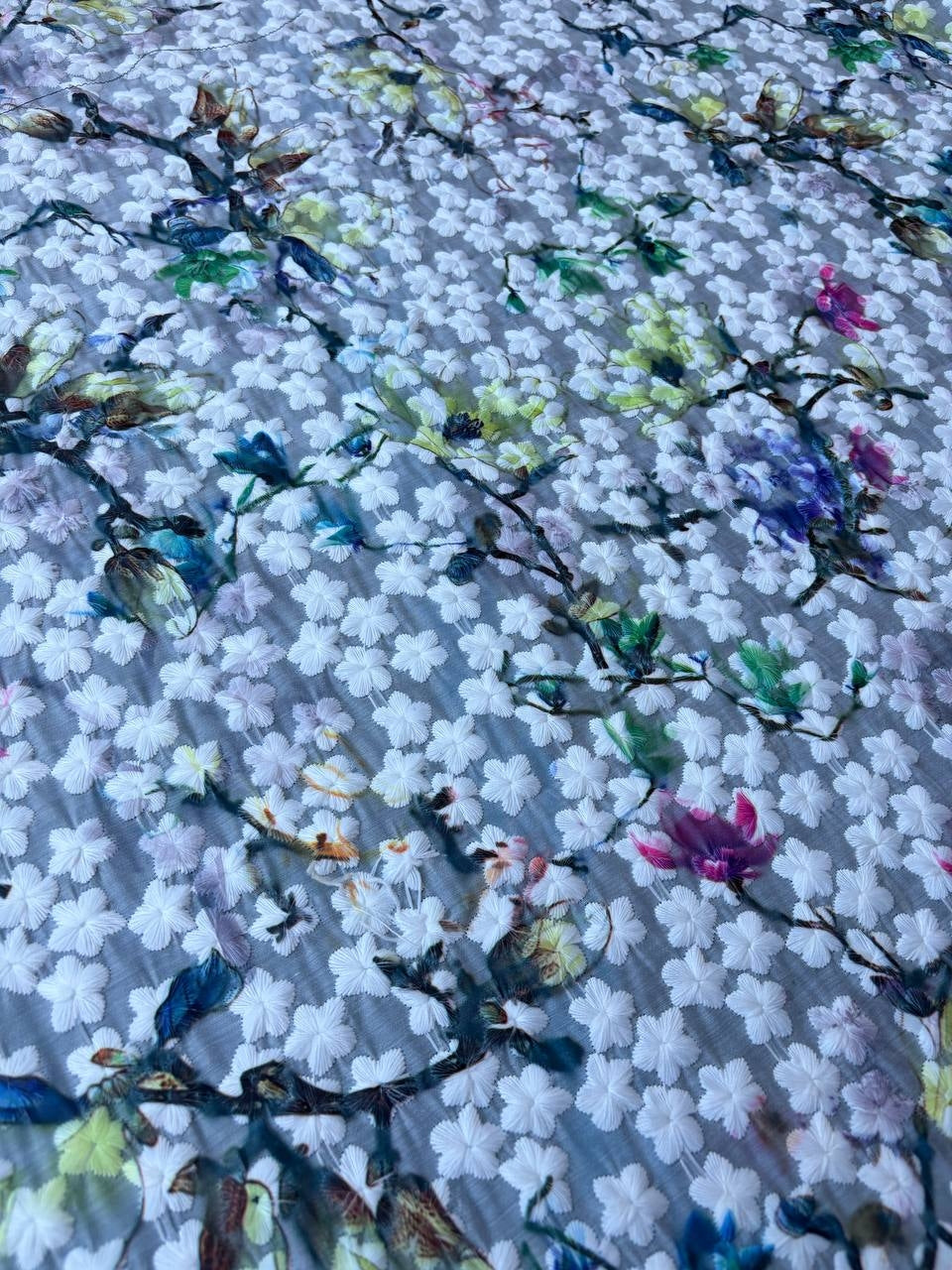 Scampolo Organza Lavorata Floreale 2,50x1,50 SOTTOPREZZO