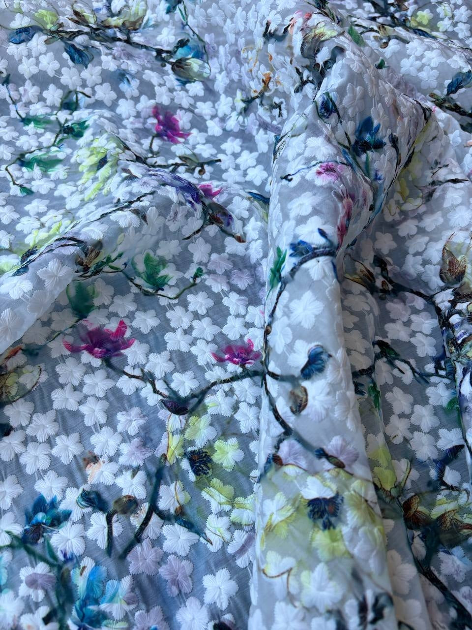 Scampolo Organza Lavorata Floreale 2,50x1,50 SOTTOPREZZO