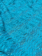 Tullè Goffrato Pailettes Turchese - WorldTessuti