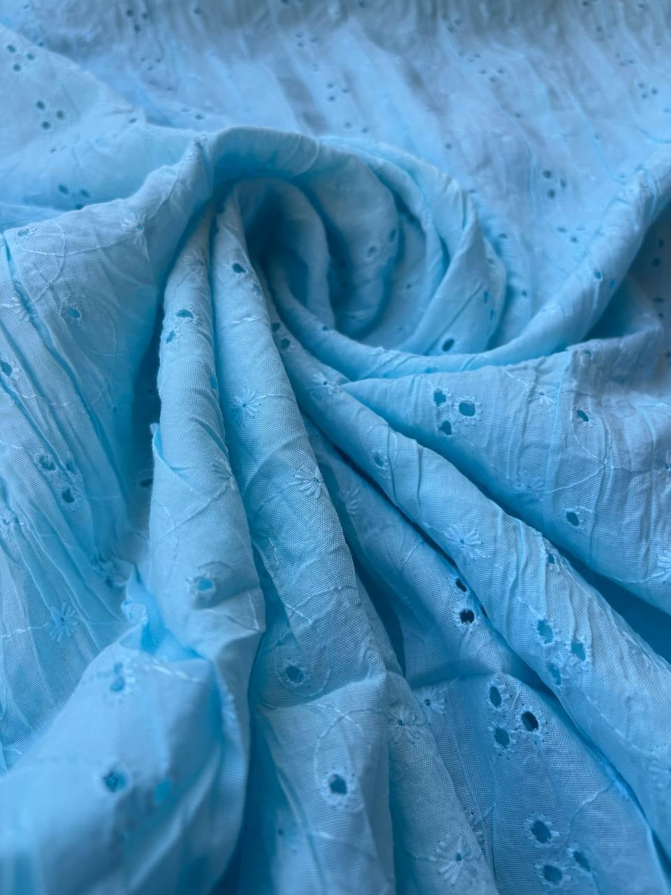 Cotone Pizzo Mussola San Gallo Celeste