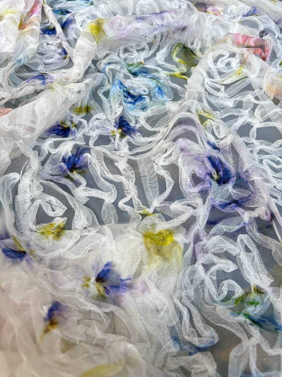 Organza Rose Floreale Rilievo Multicolor
