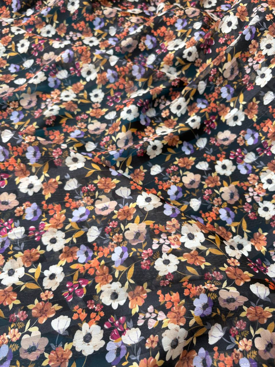 Scampolo Chiffon Fiorellini Glitter 3,00x1,50