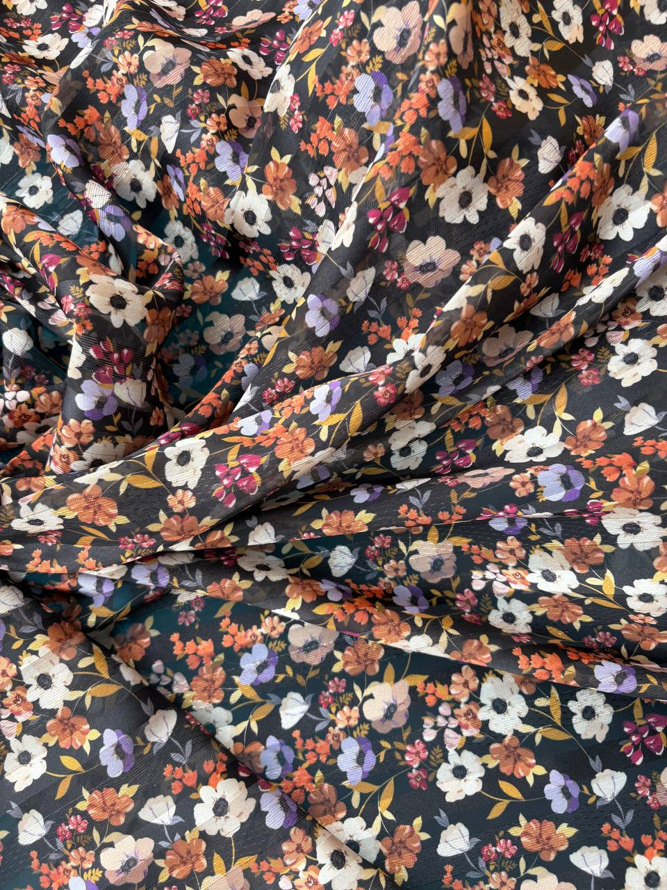 Scampolo Chiffon Fiorellini Glitter 3,00x1,50