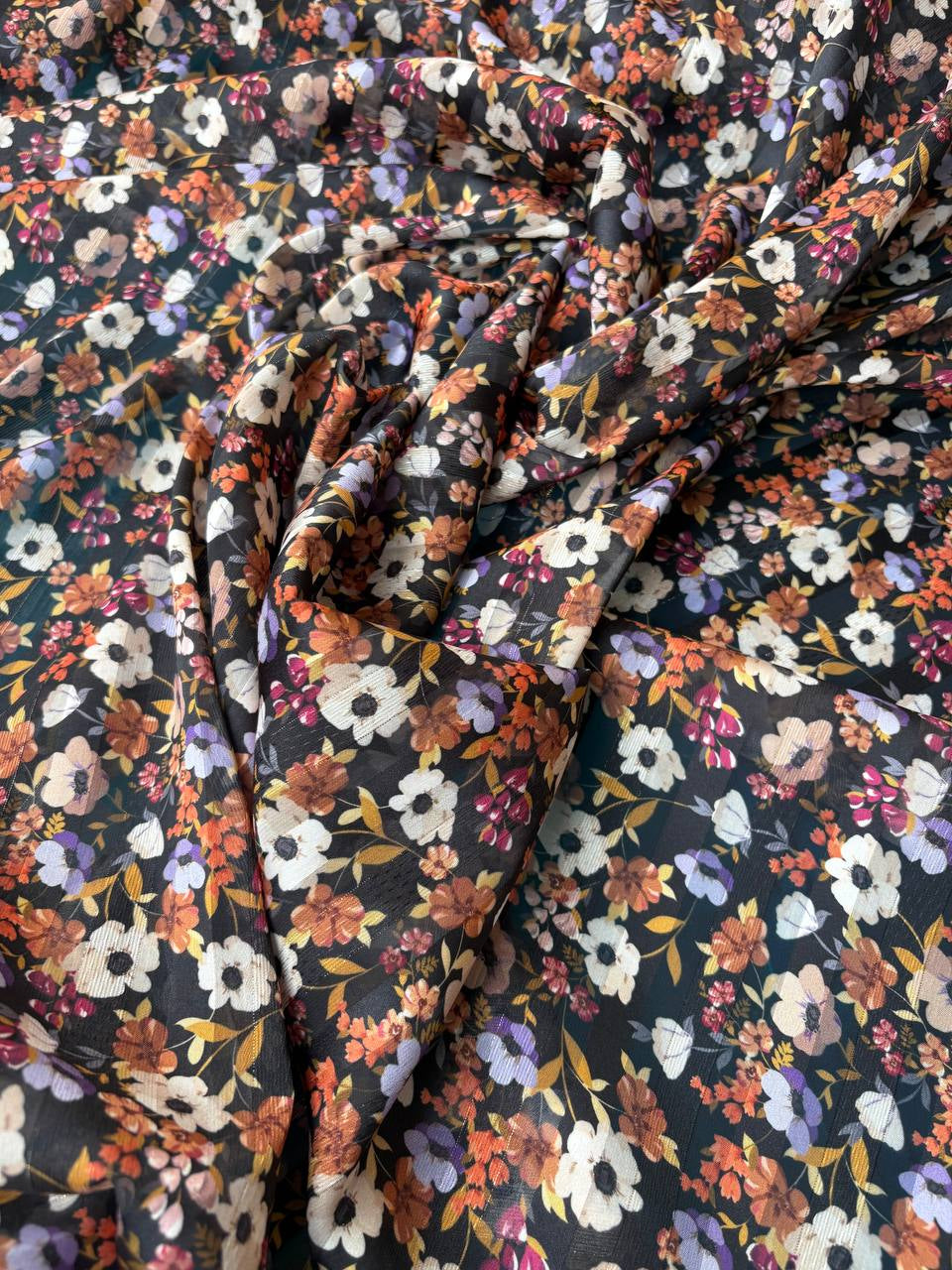 Scampolo Chiffon Fiorellini Glitter 3,00x1,50