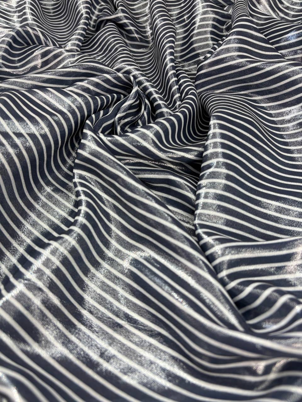 Scampolo Doppio georgette bacchettina blu 2,70x1,40