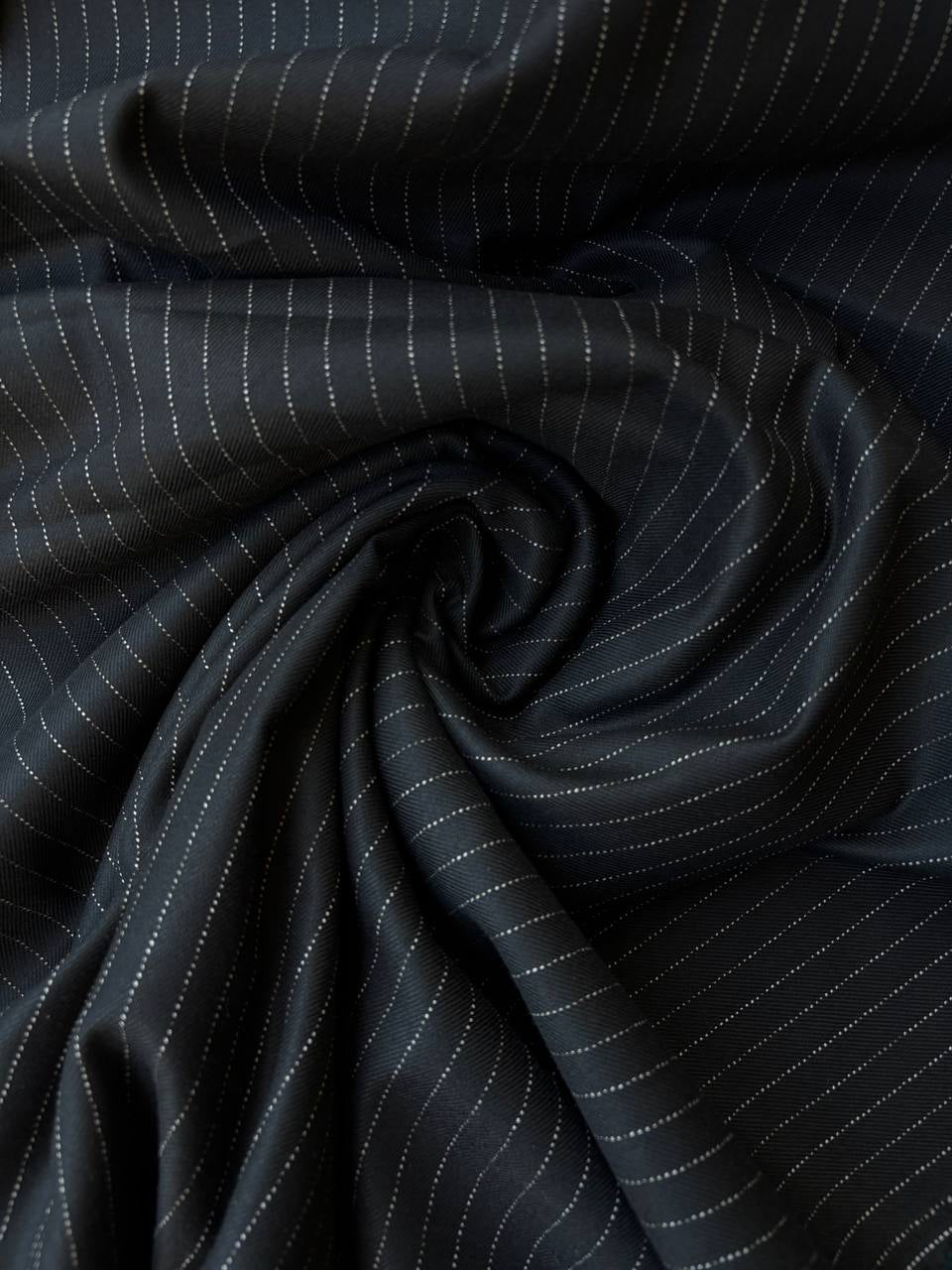 Fresco Lana Stretch Gessato Nero SOTTOPREZZO