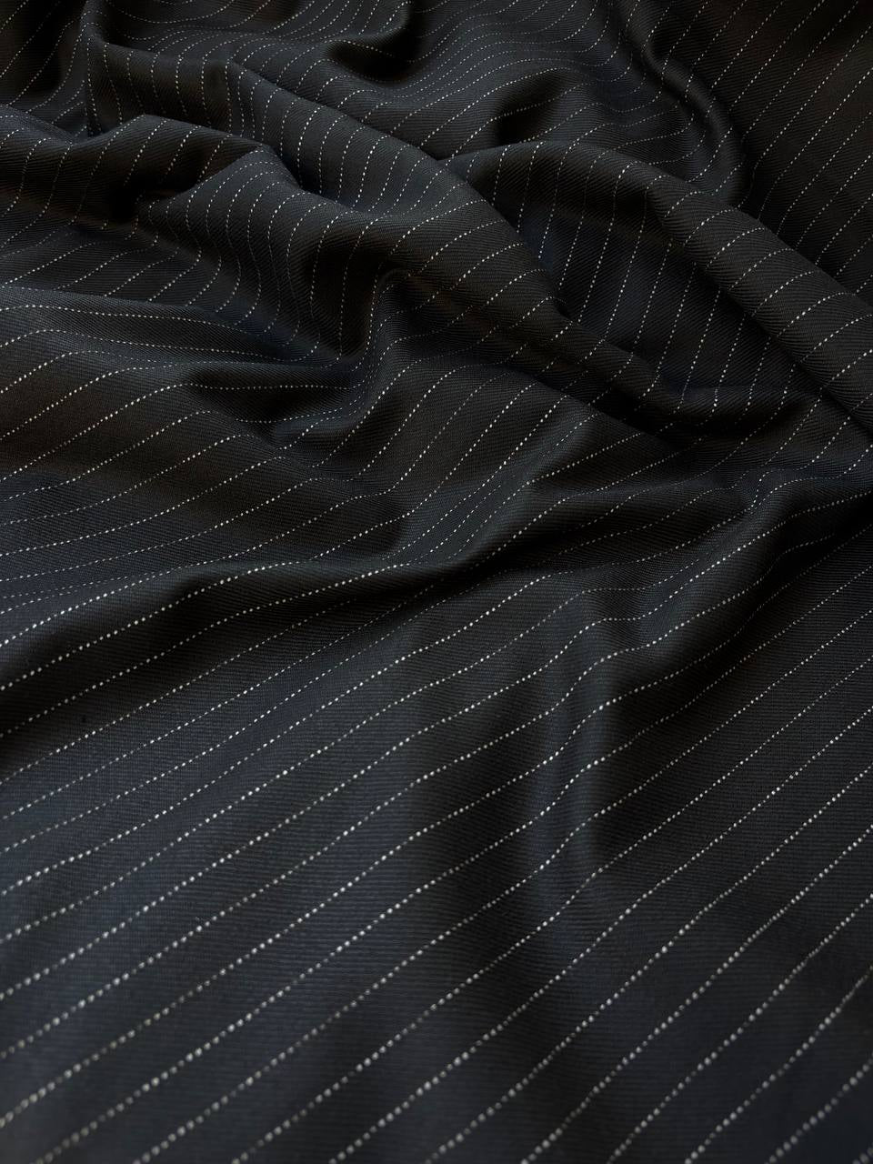 Fresco Lana Stretch Gessato Nero SOTTOPREZZO