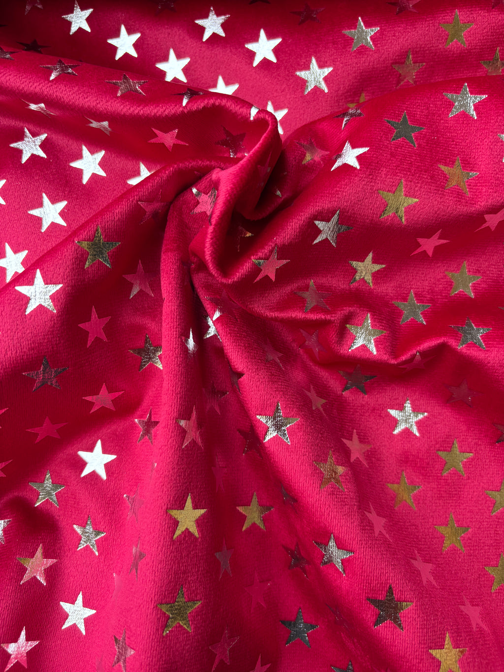 Velluto Rosso Stelle Glitter Natalizio Natale