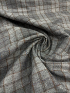 Grey Tartan Checked Boiled Wool Fabric 