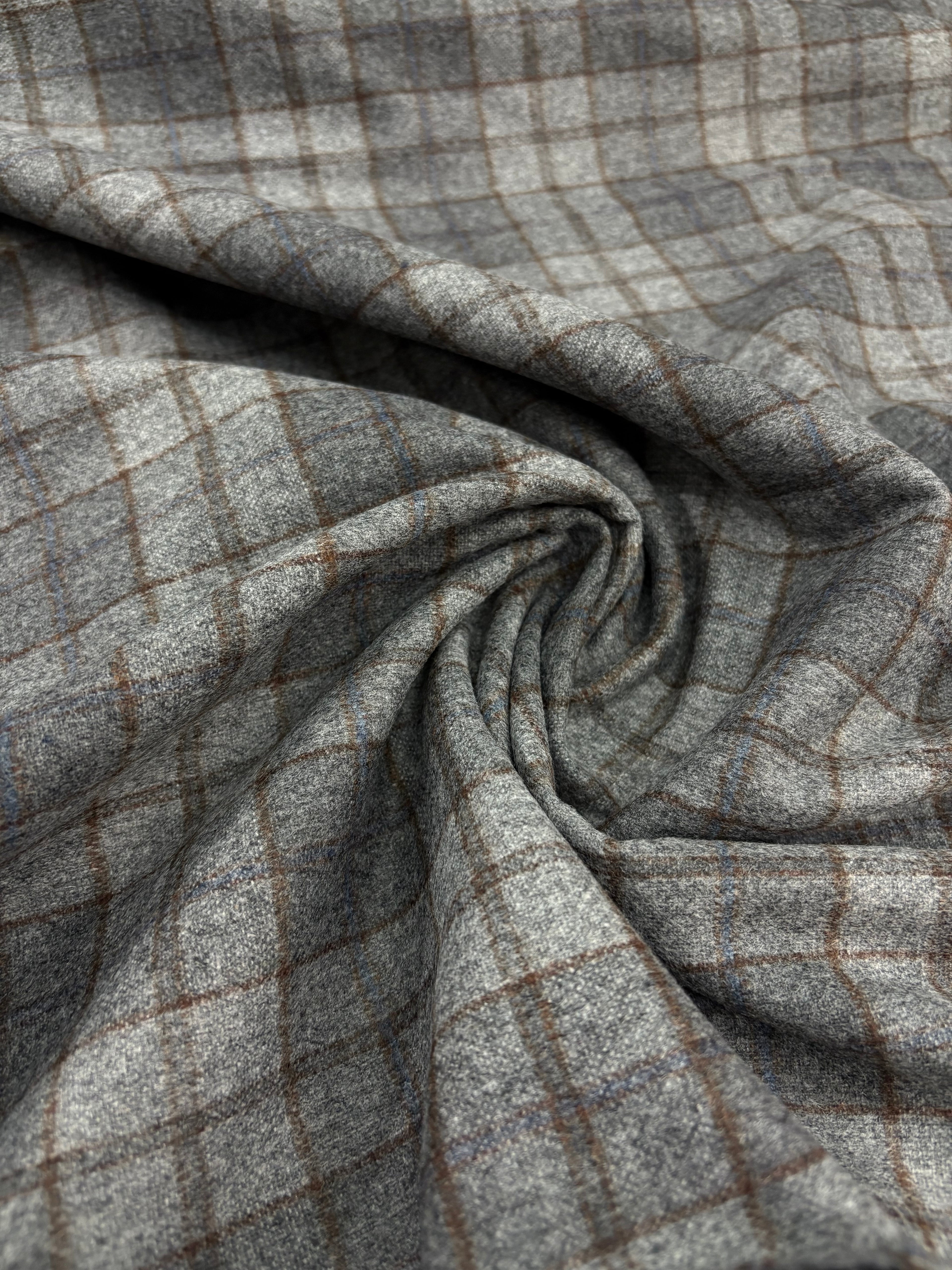 Tessuto Lana COTTA Tartan Quadro grigio