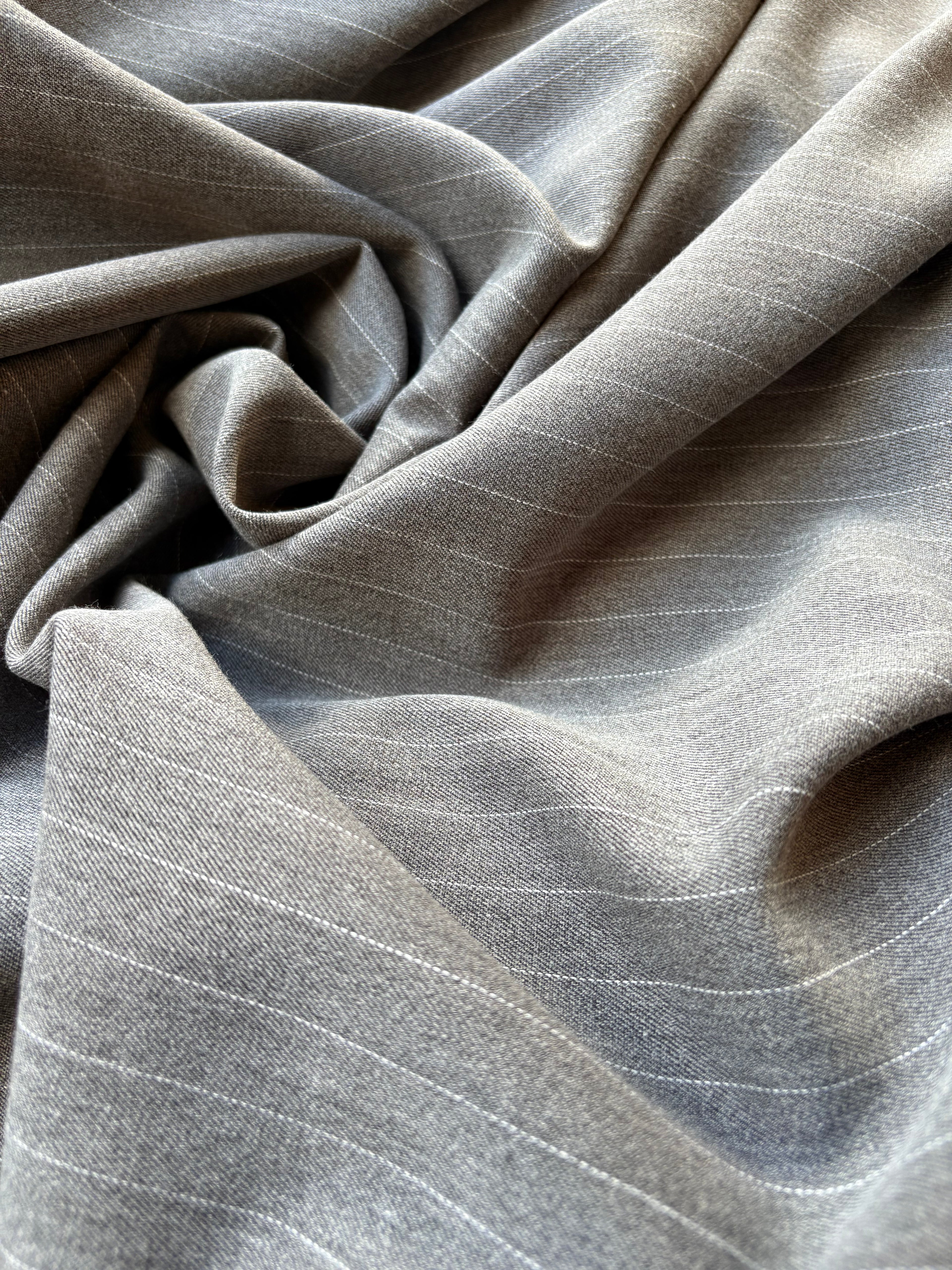 Fresco Lana Stretch Gessato Grigio SOTTOPREZZO - WorldTessuti