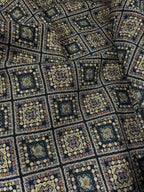 Broccato Gobelin Wax Vintage Tribale toni verde