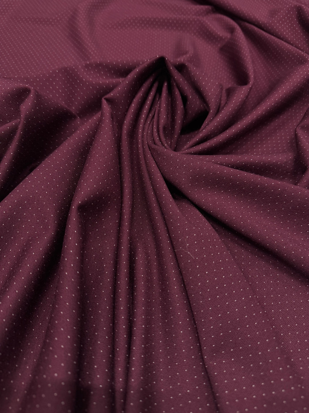Tessuto Punto Milano Fantasia Spillo Pois Bordeaux