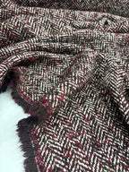 Scampolo Tessuto Lana Spigato Bordeaux 0,70x1,50
