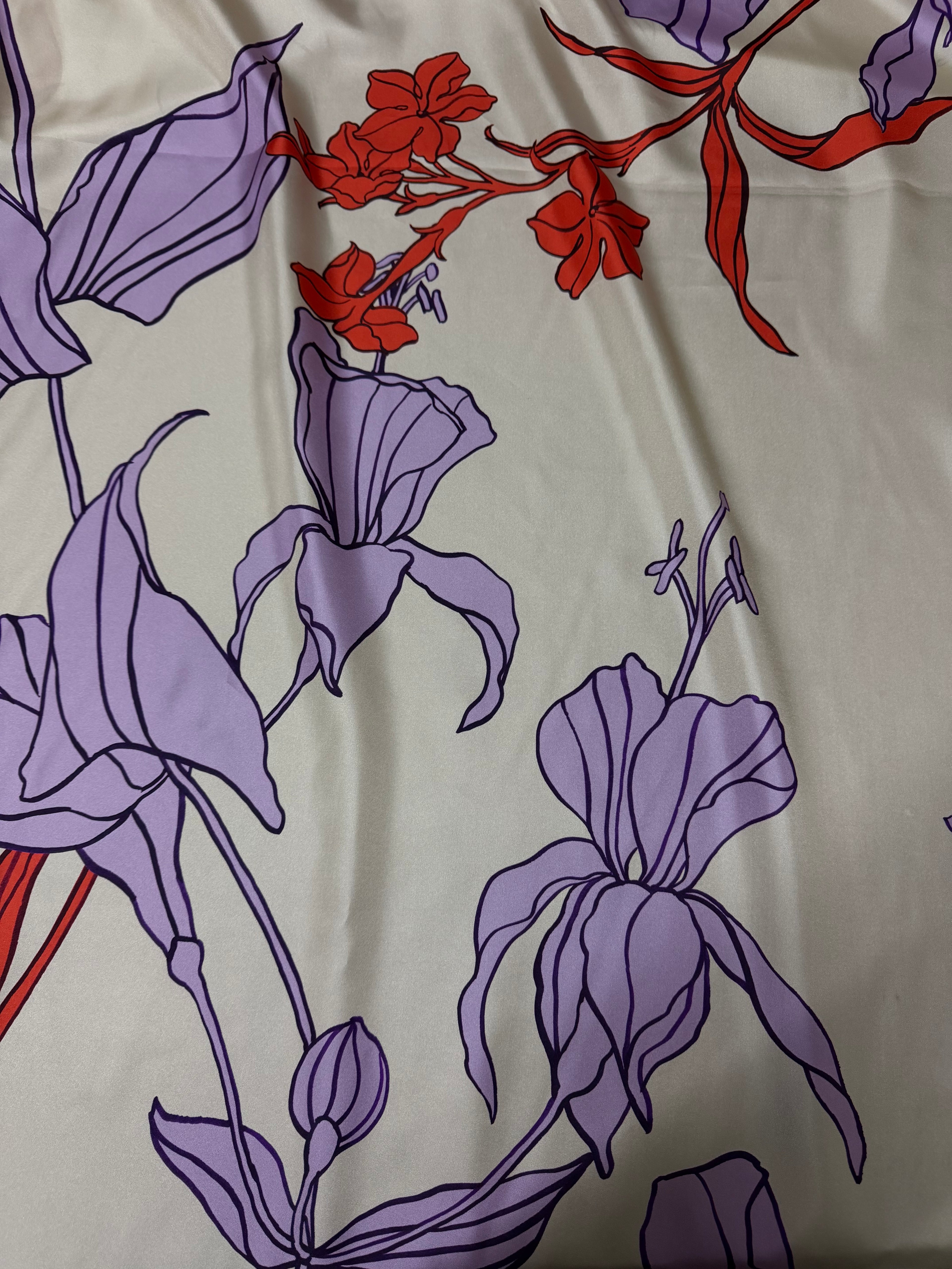 Tessuto Satin Floreale Artemide