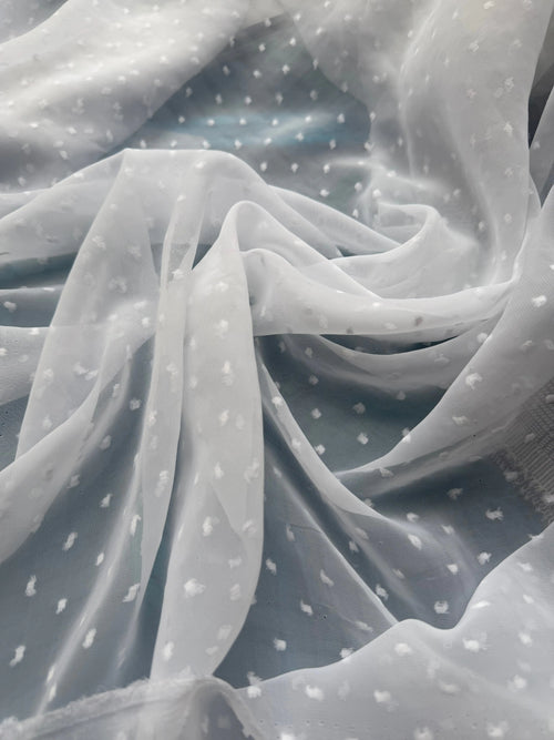 Chiffon Pois Plumettis Bianco