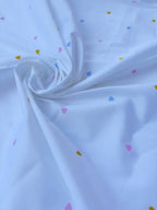 Cotone Percalle Liberty Cuore Bianco