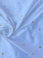 Cotone Percalle Liberty Cuore Bianco