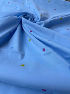 Cotone Percalle Liberty Cuore Celeste