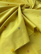 Cotone Percalle Liberty Cuore Giallo