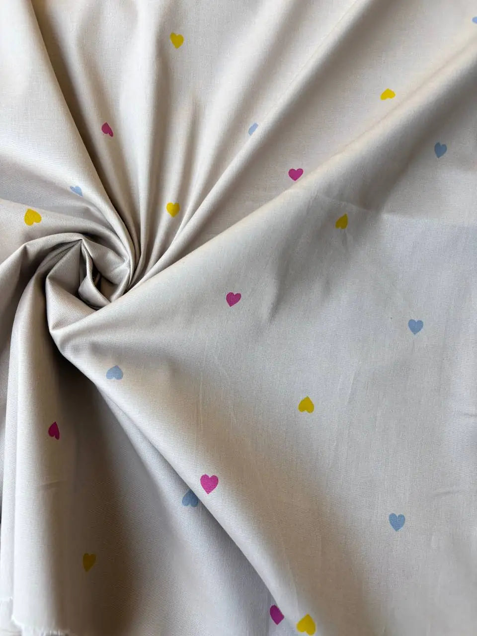 Cotone Percalle Liberty Cuore Tortora