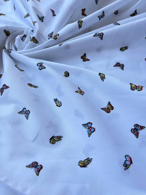 Cotone Percalle Liberty Farfallina Bianco