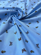 Cotone Percalle Liberty Farfallina Celeste